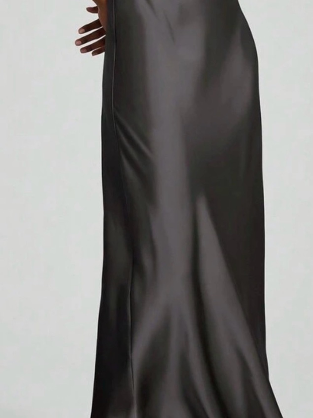 Satin Black Bias-Cut Maxi Skirt